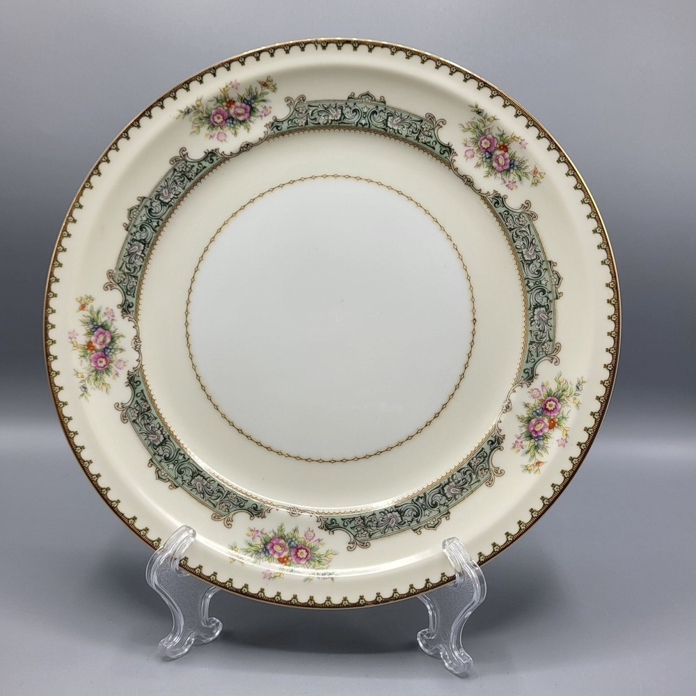 Vintage Meito Dexter China Ivory Dinner Plate With Floral & Gold Trim 10" Japan